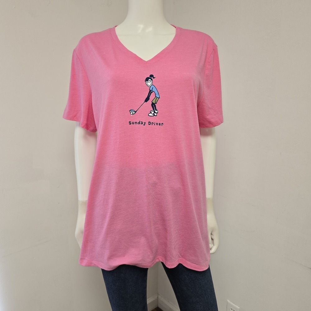 Life Is Good Jackie Sunday Driver Golf Tee T-Shirt Size XL Womens Short Sleeve